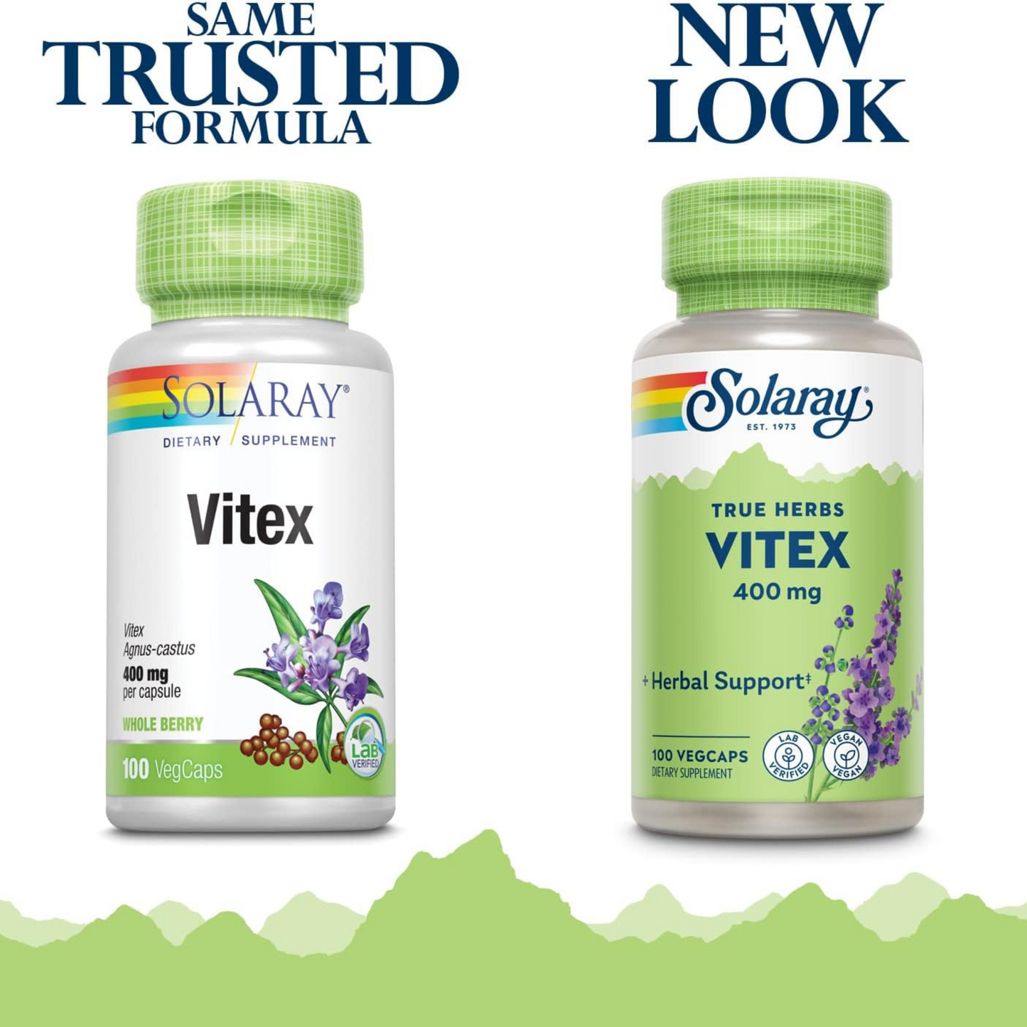 Solaray Vitex Berry 400 mg, Suporte para Menstruação e Menopausa, 100 Cápsulas Vegetarianas