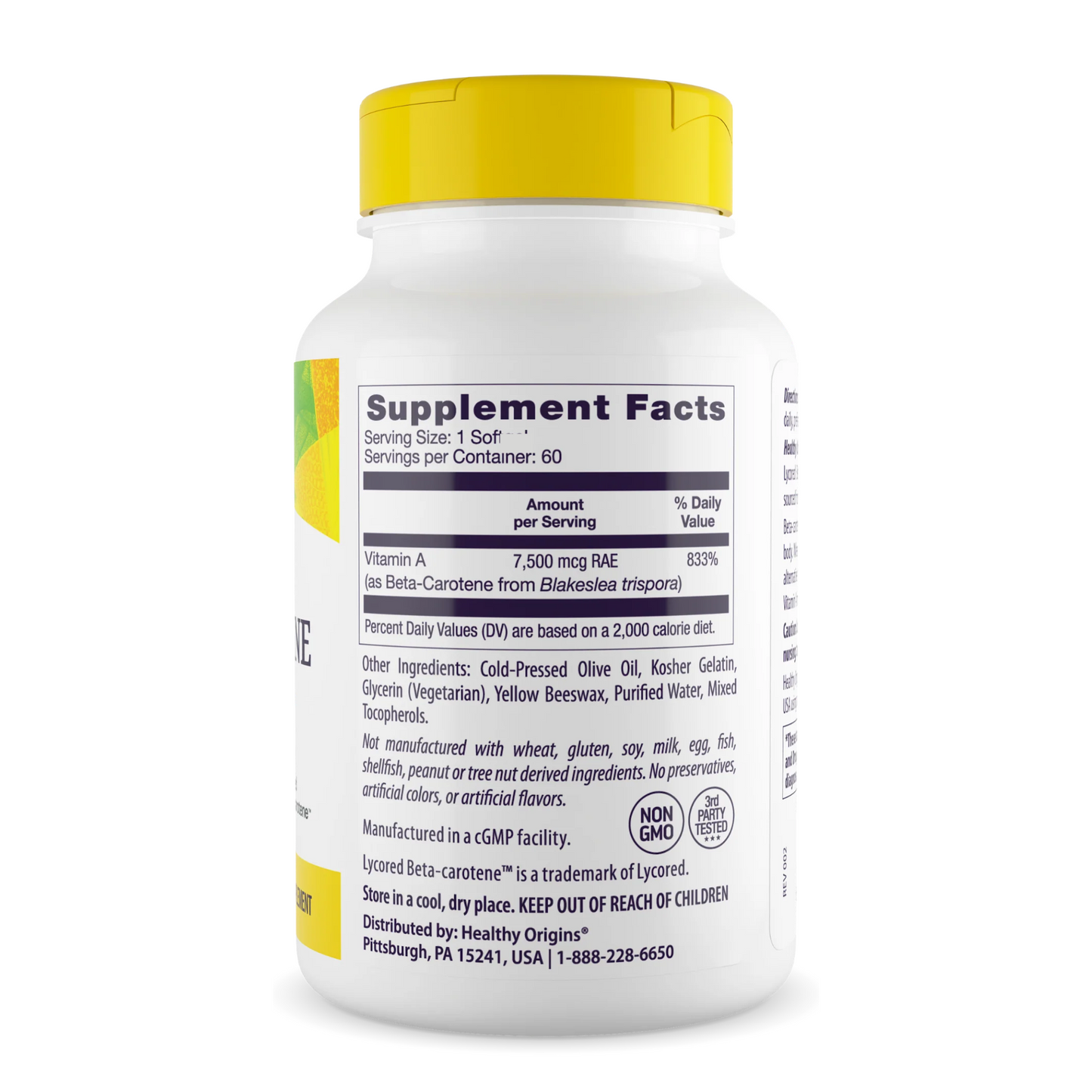 Healthy Origins, Beta Carotene, 25,000 IU, 60 Gels