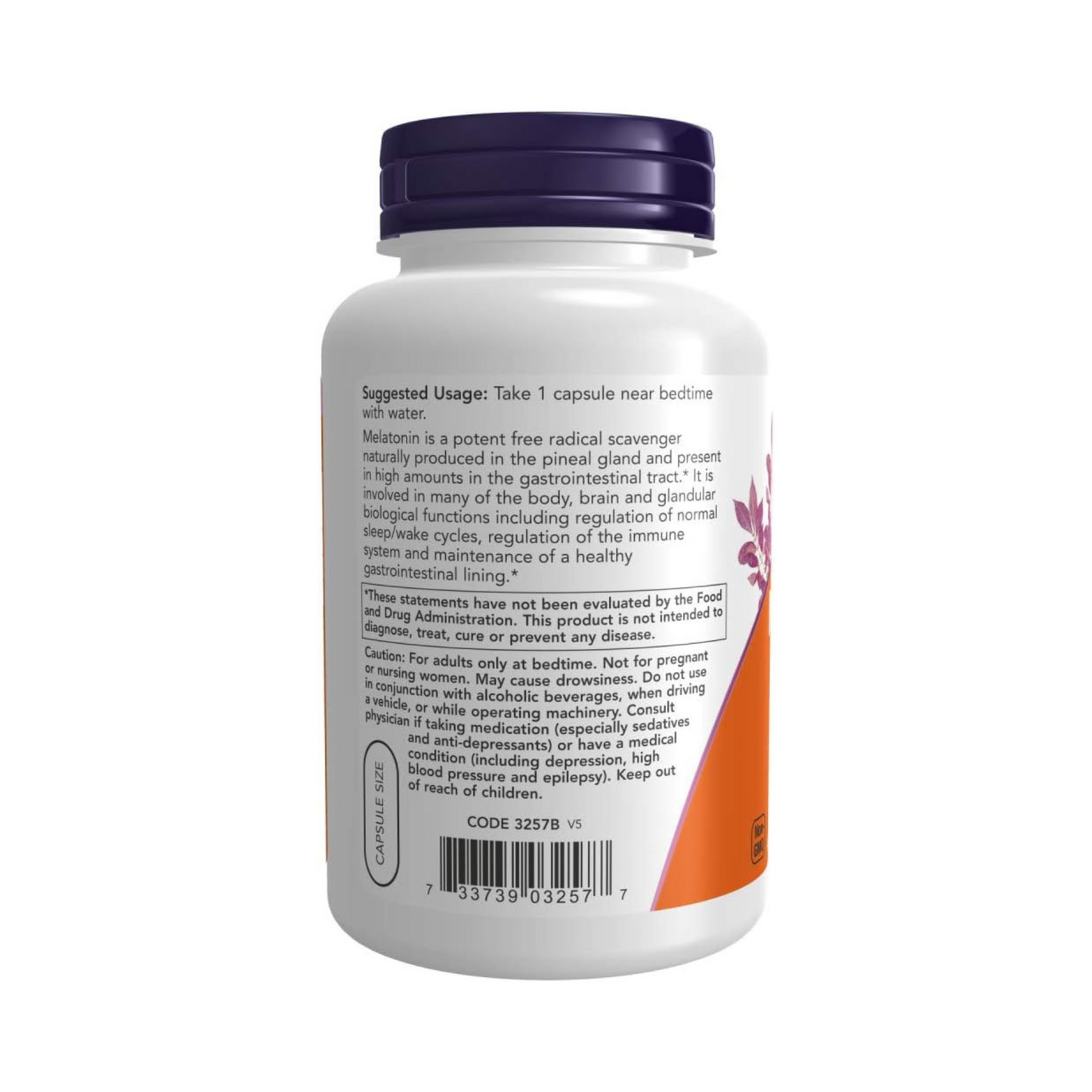 Now Food, Melatonina, 3 mg, 180 cápsulas Vegetais