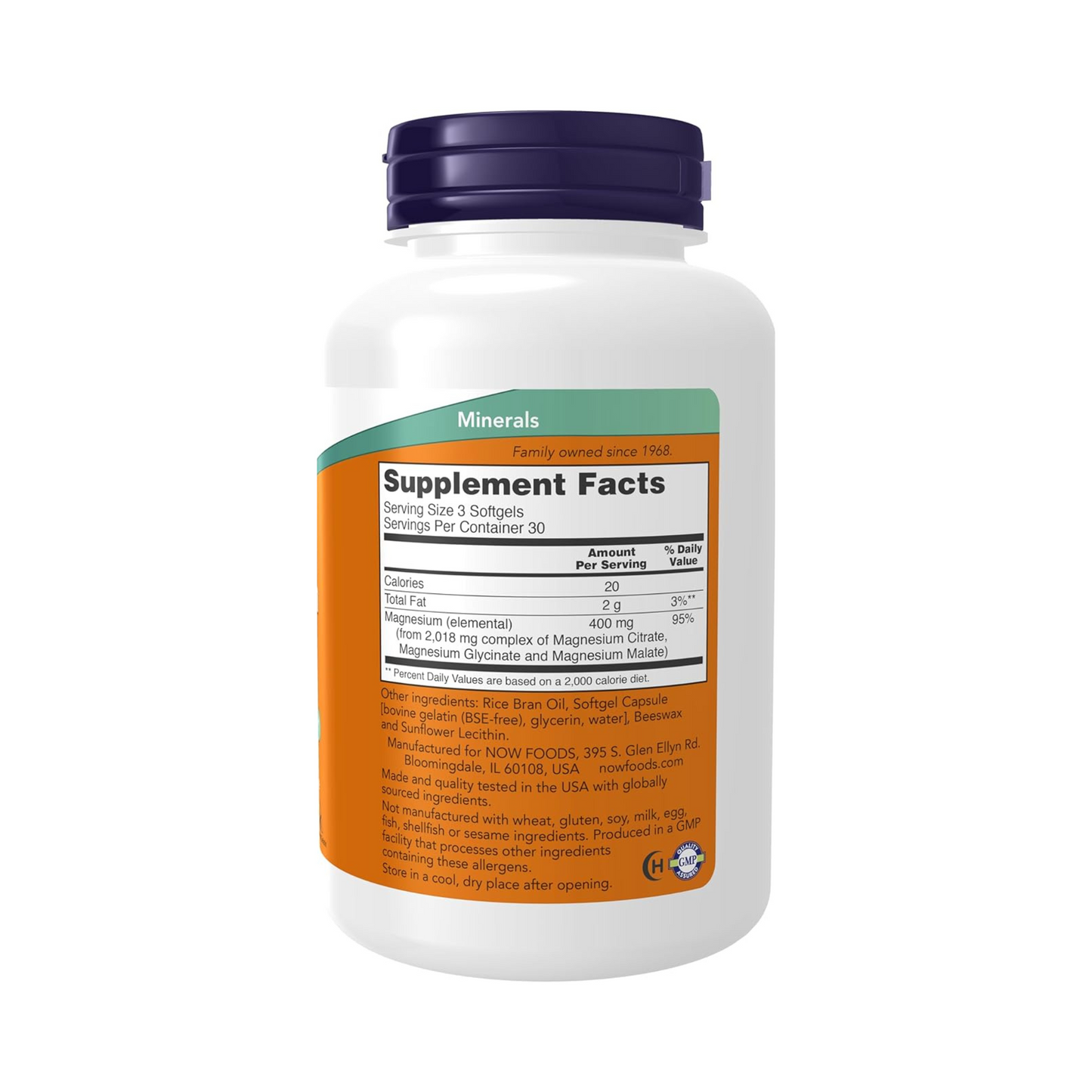 NOW Foods, citrato de magnésio, com glicinato e malato, 90 Softgels