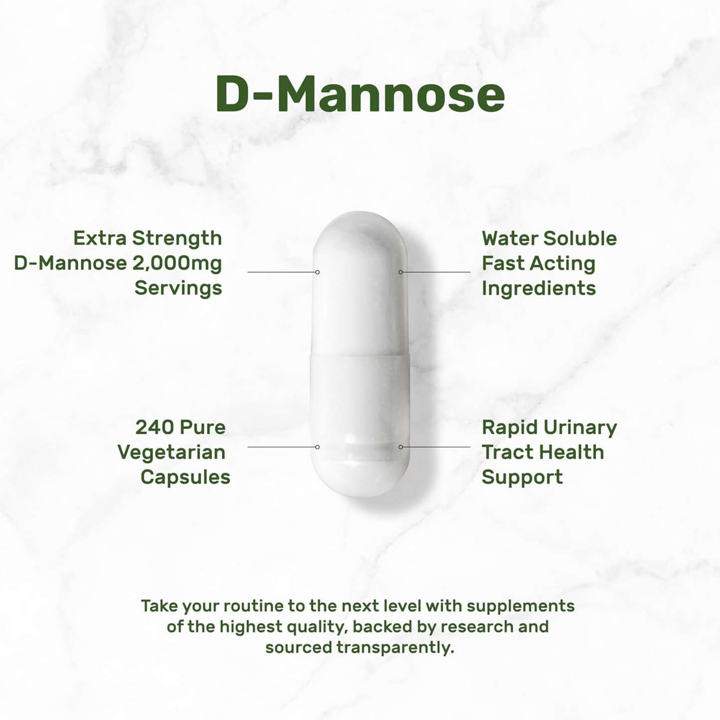 DEAL SUPPLEMENT D-Mannose 2000mg por Porção, 240 Cápsulas Vegetais