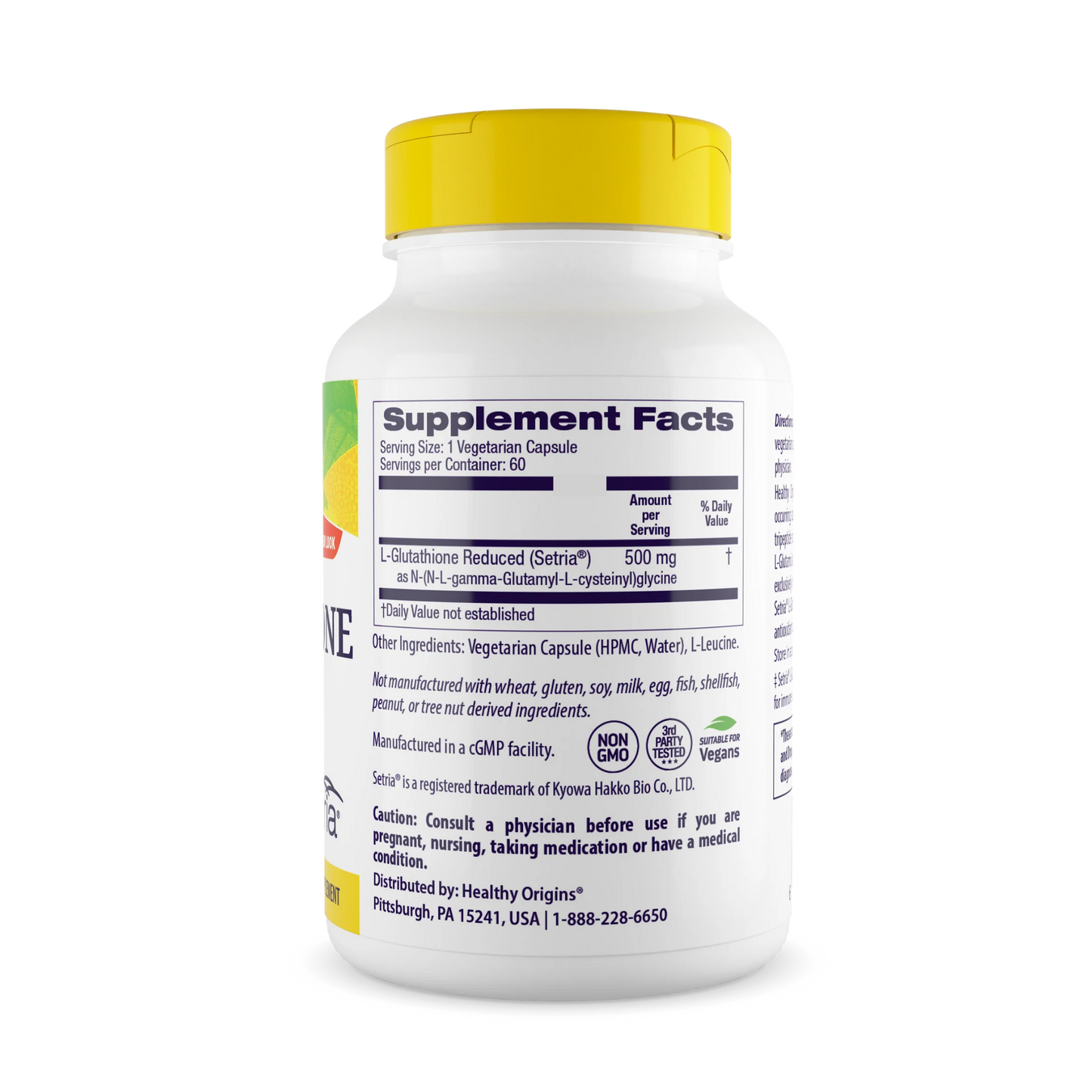 Healthy Origins L-Glutathione (Setria®) 500 mg "reduced" 60 Caps