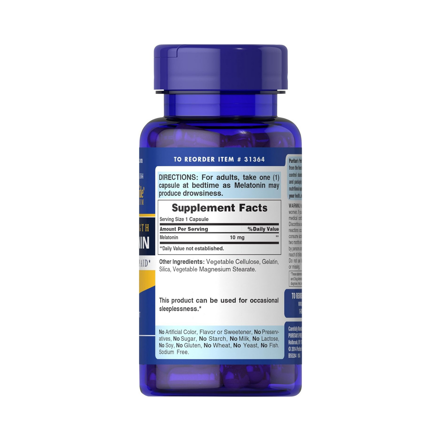Puritan's Pride, Melatonina, 10 mg, 120 Cápsulas de Liberação Rápida