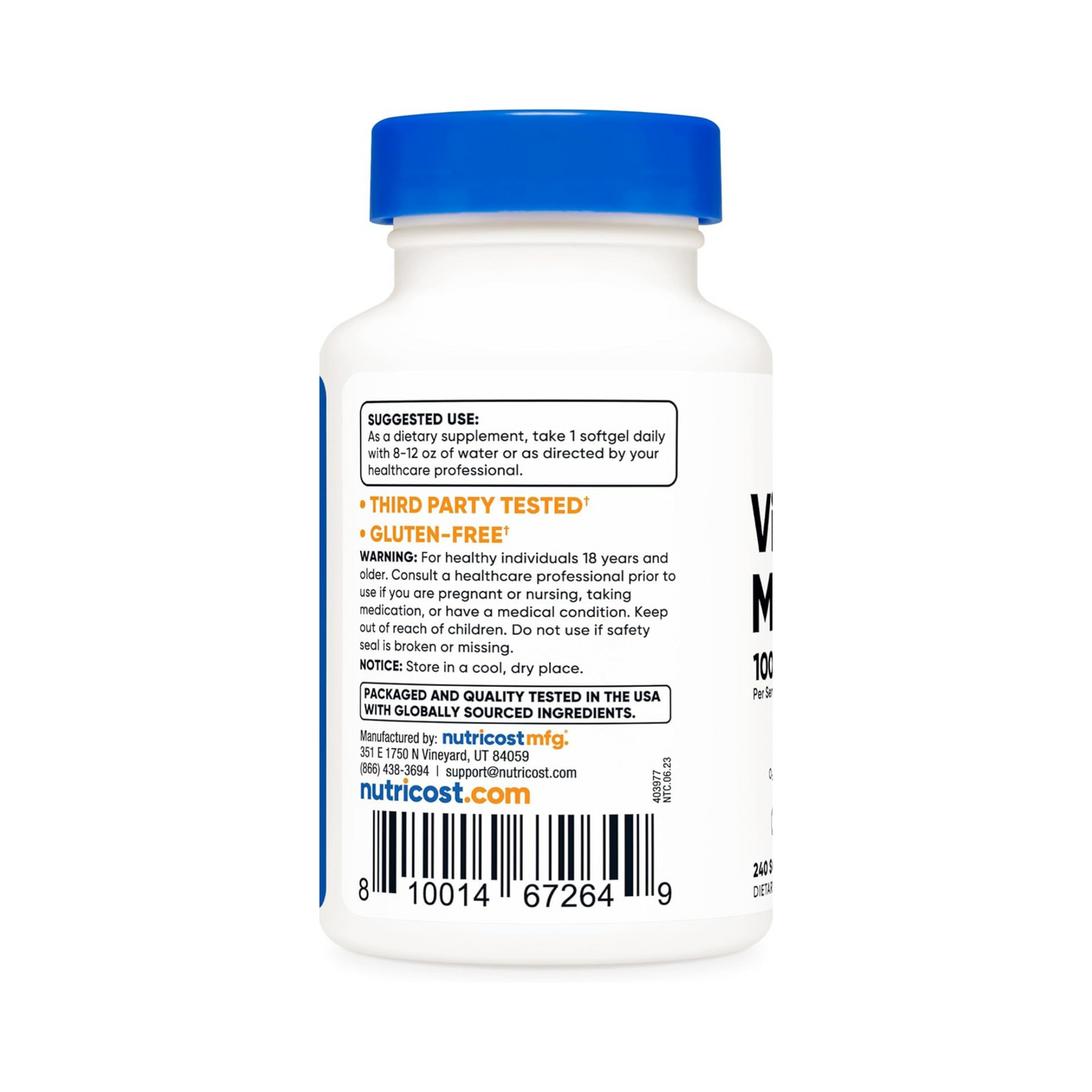 Combo Nutricost Vitamina K2 MK-7 100 mcg, 240 Softgels + Healthy Origins Vitamina D3 10.000 UI, 360 Softgels