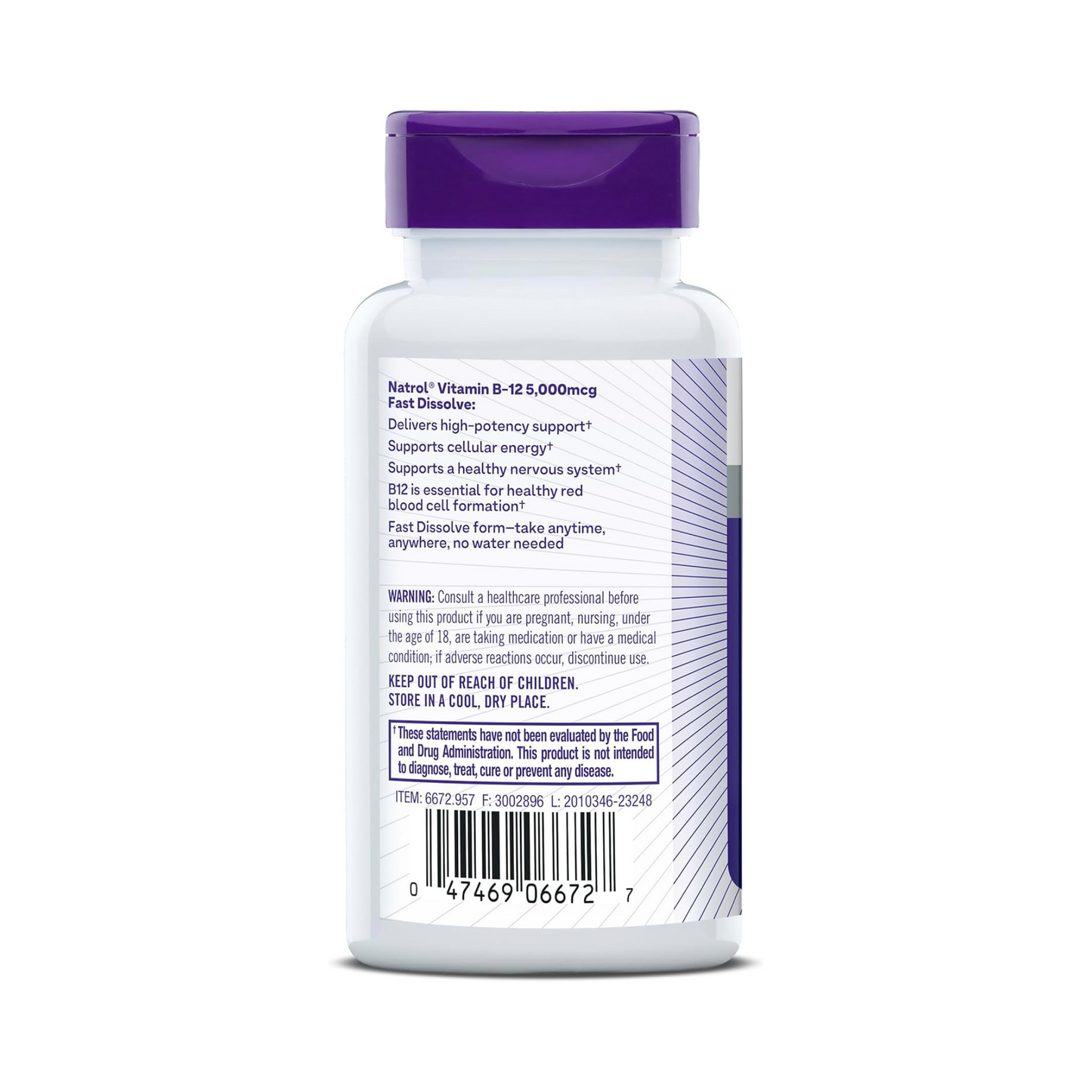 Natrol Vitamina B12 5000 mcg, 100 Comprimidos de Dissolução Rápida