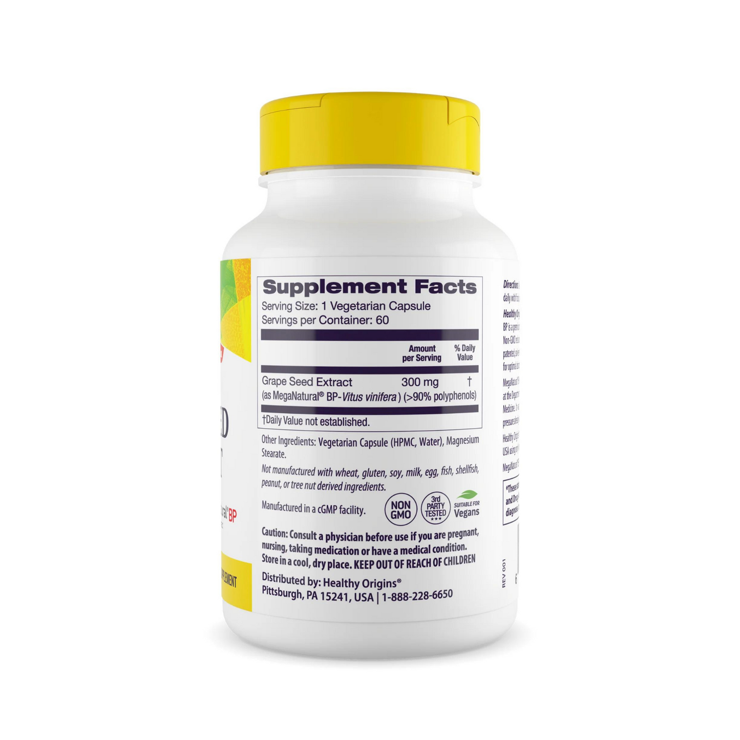 Healthy Origins Extrato de Semente de Uva MegaNatural-BP, 300 mg, 60 Cápsulas Gelatinosas Vegetais