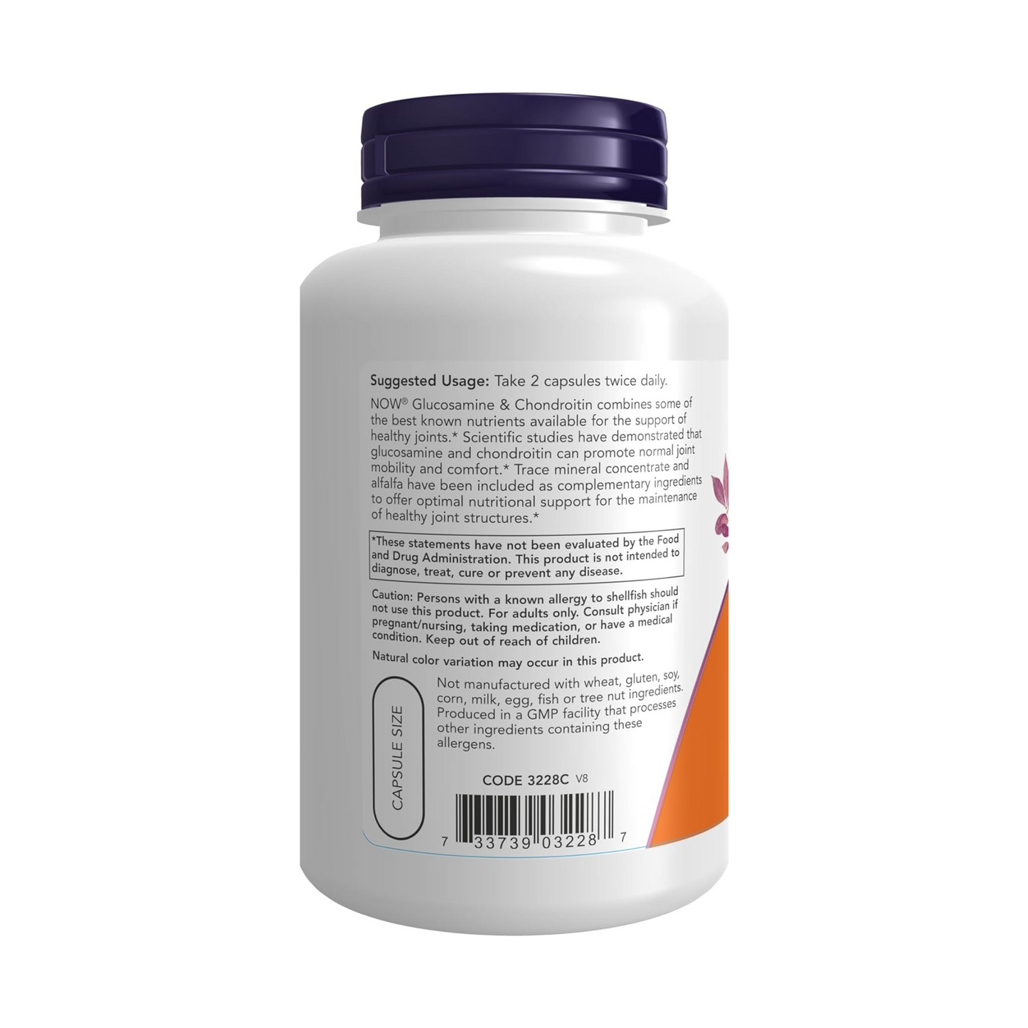 NOW Suplementos, glucosamina e condroitina 120 cápsulas