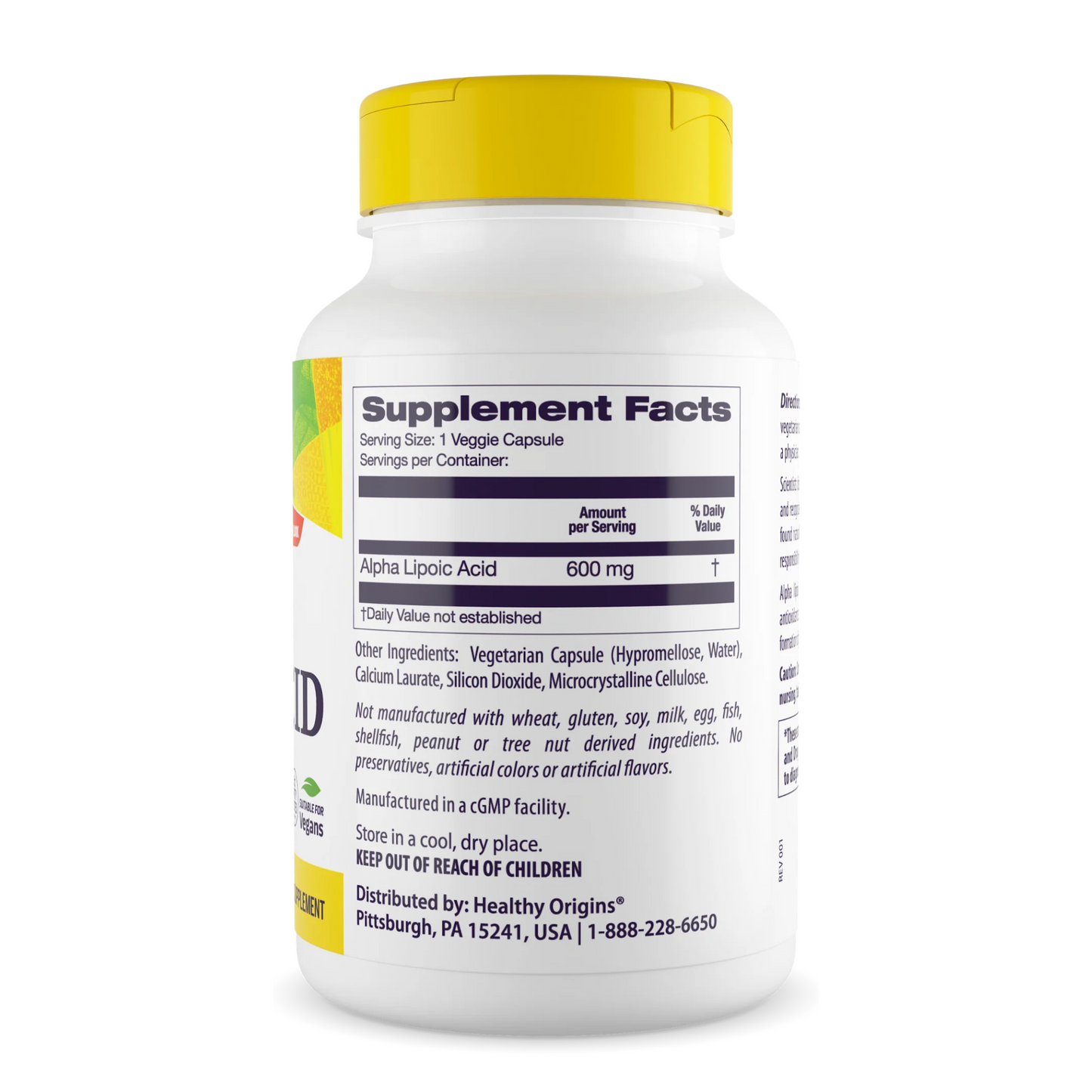 Healthy Origins Ácido Alfa Lipóico, 600 mg, 150 Cápsulas