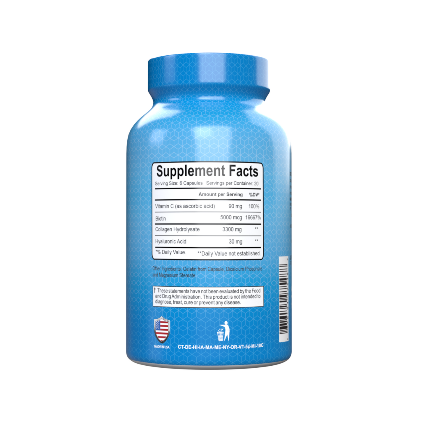 Suplemento Alfa Vitamins Colágeno C Hidrolisado com Biotina, Fórmula Premium, 120 Cápsulas