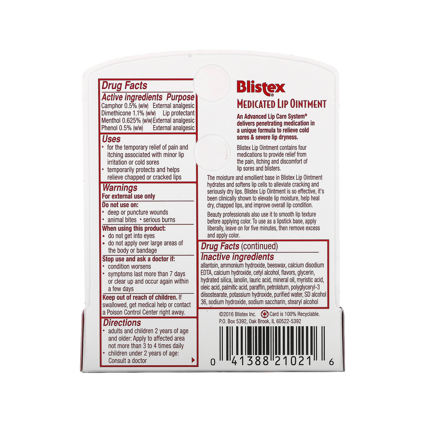 Protetor Labial Blistex Medicated Lip Ointment, 6g