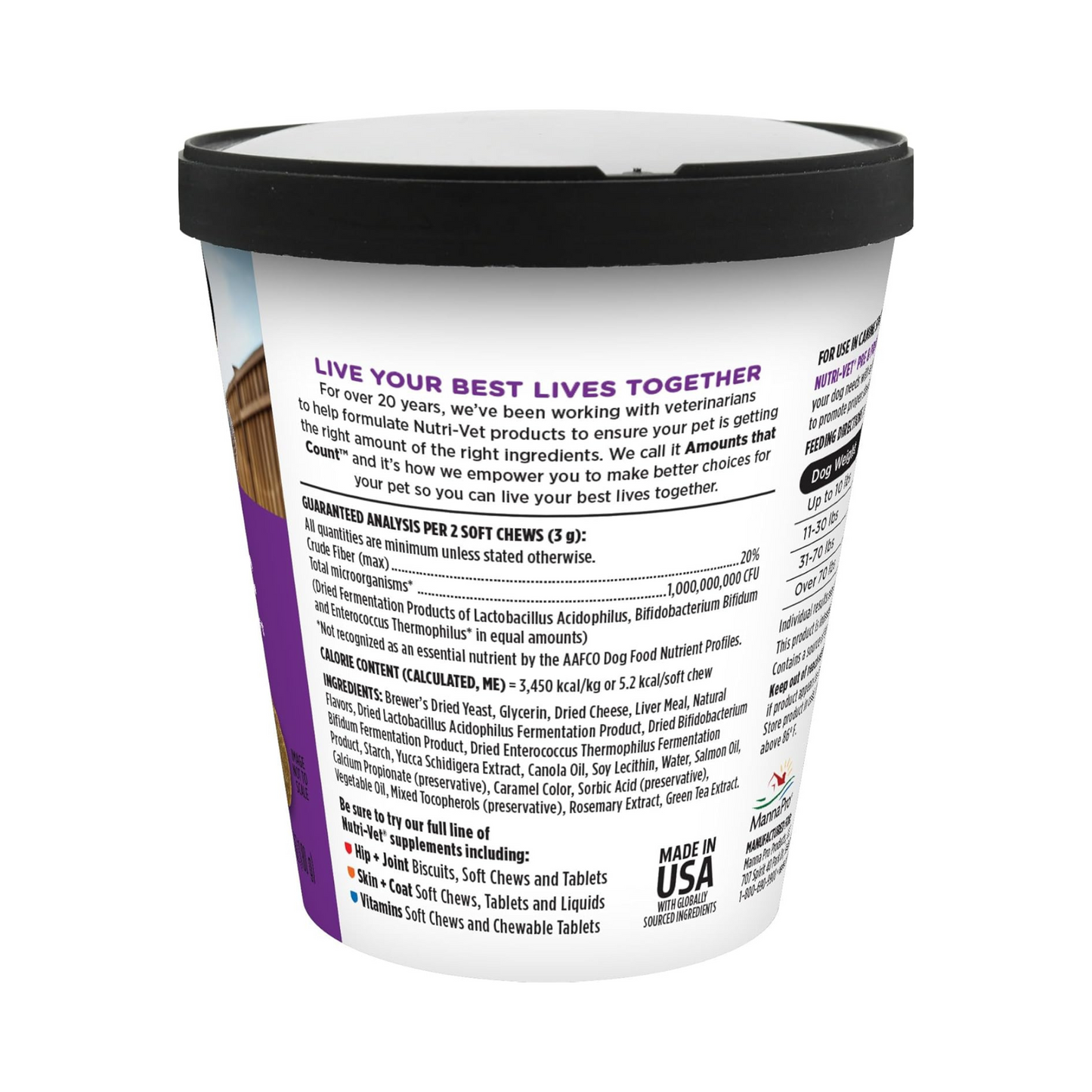 Nutri-Vet Pre e Probióticos para Cães, 120 Mastigáveis