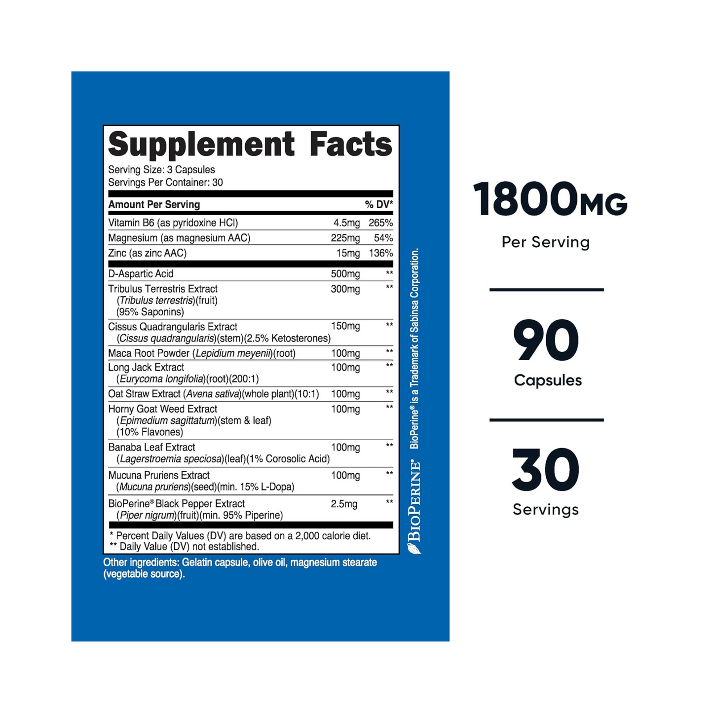 Nutricost Complexo de Suporte ao Testosterona 90 Cápsulas