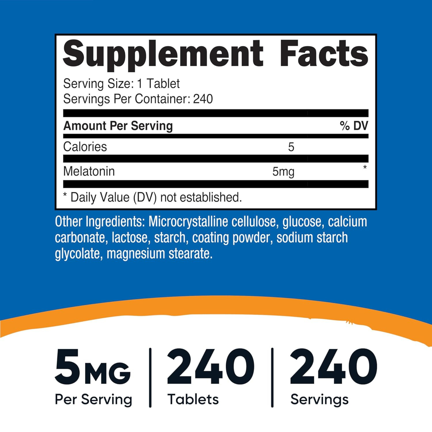 Combo 2x Nutricost Melatonina 5 mg, (5 mg por Dose), 240 Comprimidos