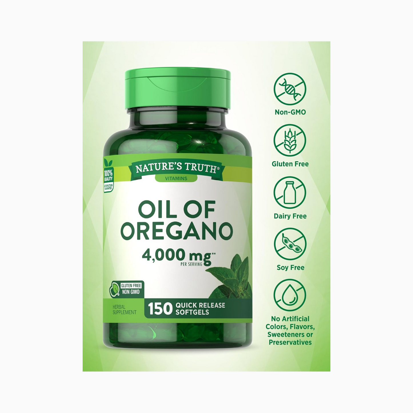 Nature's Truth Óleo de Orégano, 4000 mg por Porção (2 Cápsulas), 150 Cápsulas Softgel
