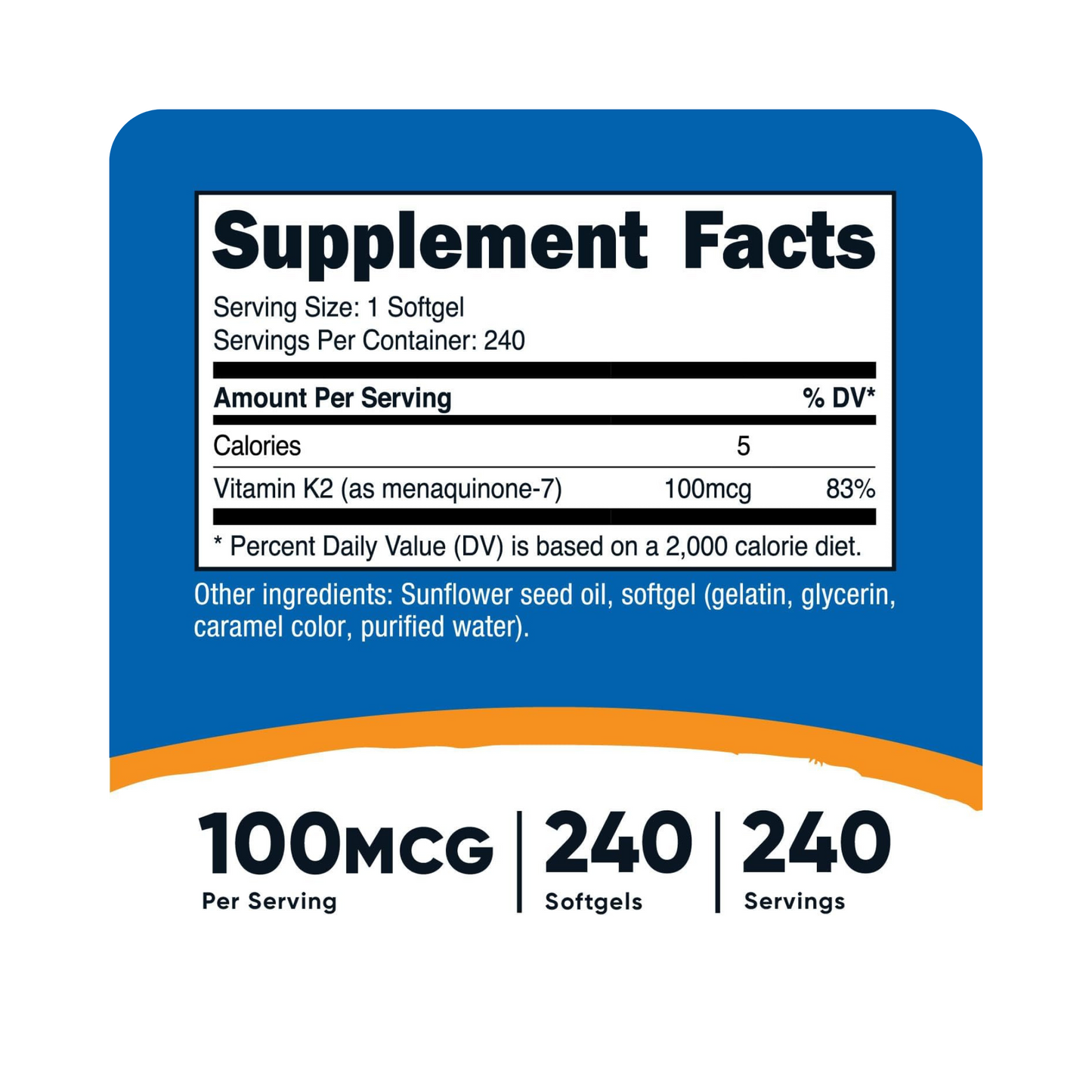 Combo Nutricost Vitamina K2 MK-7 100 mcg, 240 Softgels + Healthy Origins Vitamina D3 10.000 UI, 360 Softgels