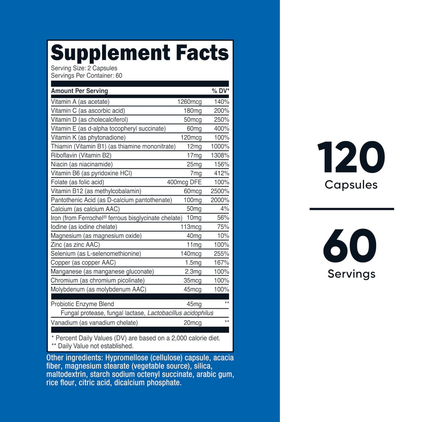 Nutricost Multivitamínico com Probióticos, 120 Cápsulas Vegetarianas