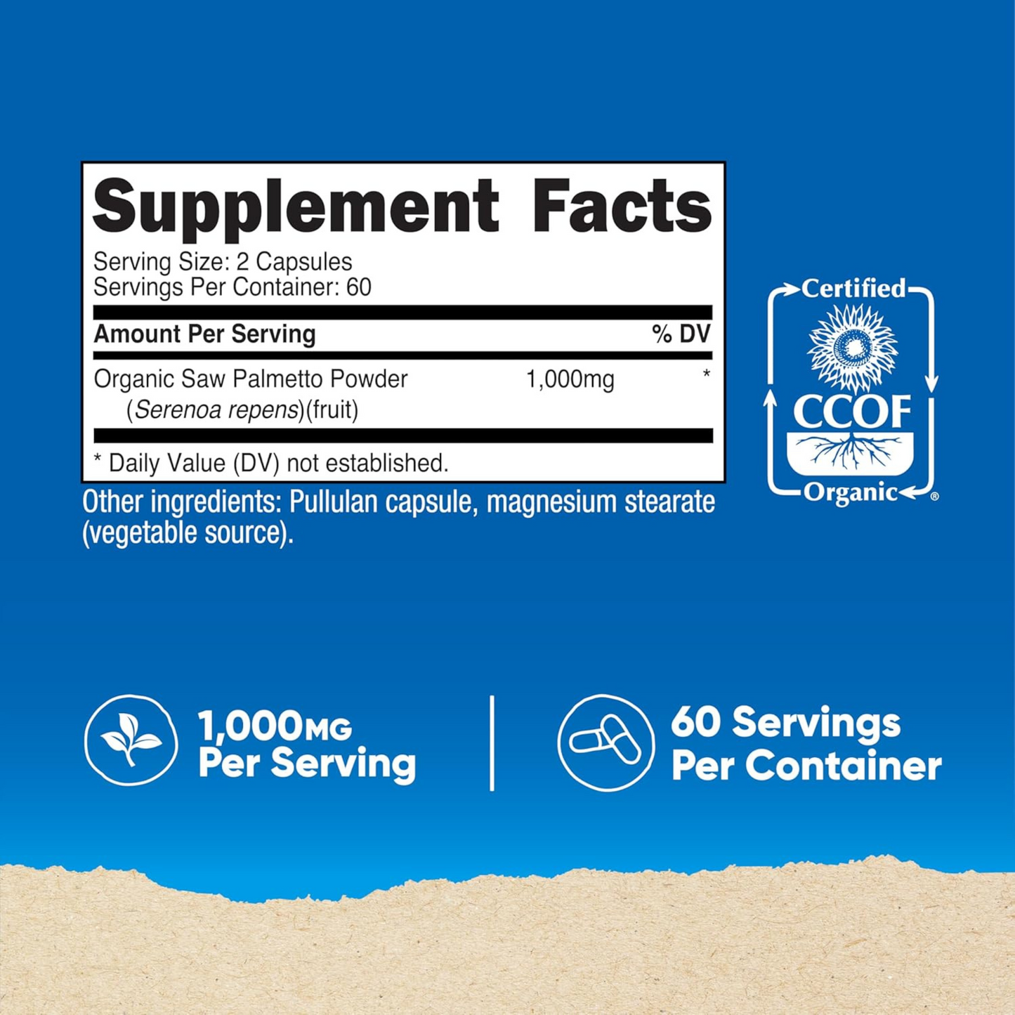 Nutricost Saw Palmetto 1000mg (Em duas capsulas), 120 Cápsulas