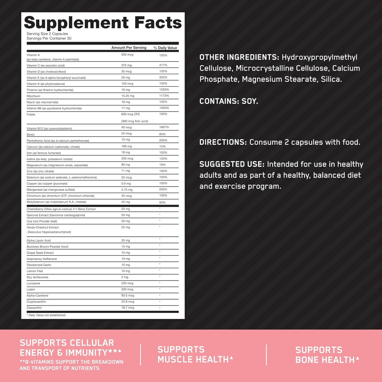 Optimum Nutrition Multivitamínico Diário Opti-Women para Mulheres, 60 Cápsulas