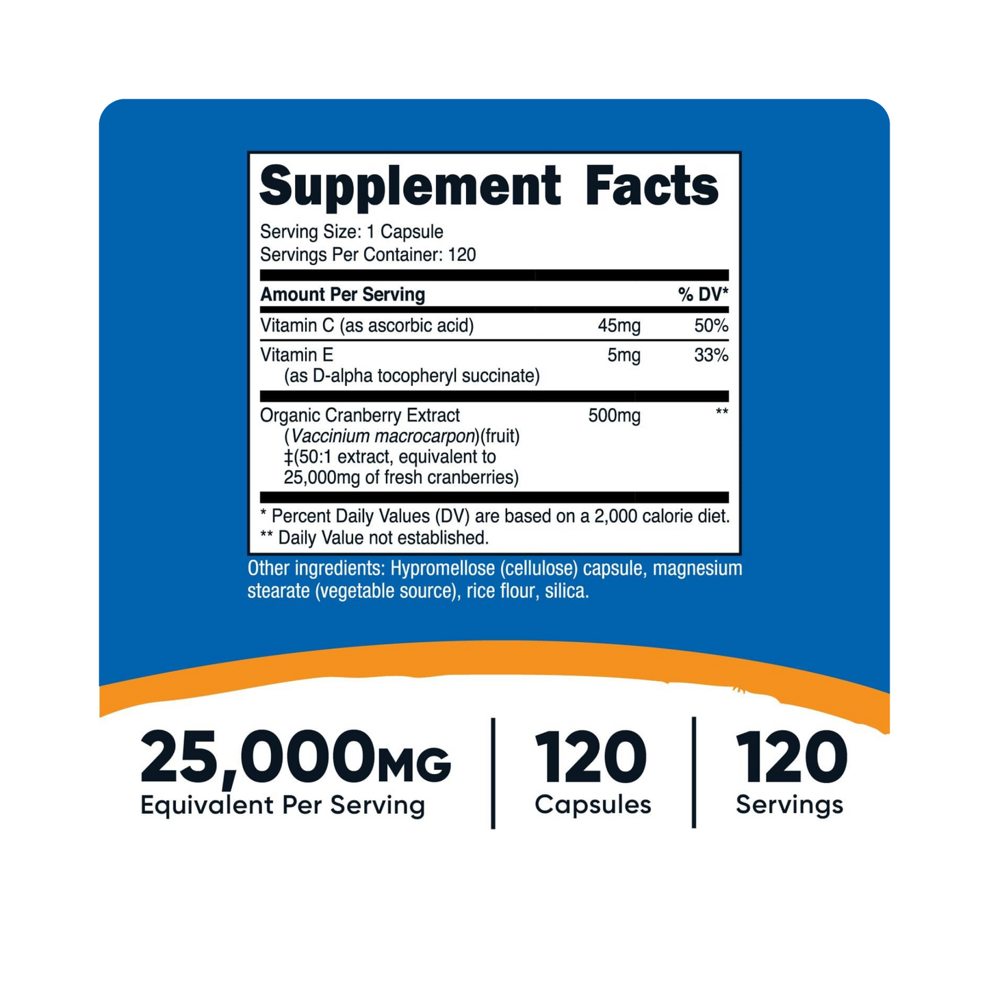 Nutricost Cranberry Extract (25,000mg) com Vitaminas C e E, 120 Cápsulas