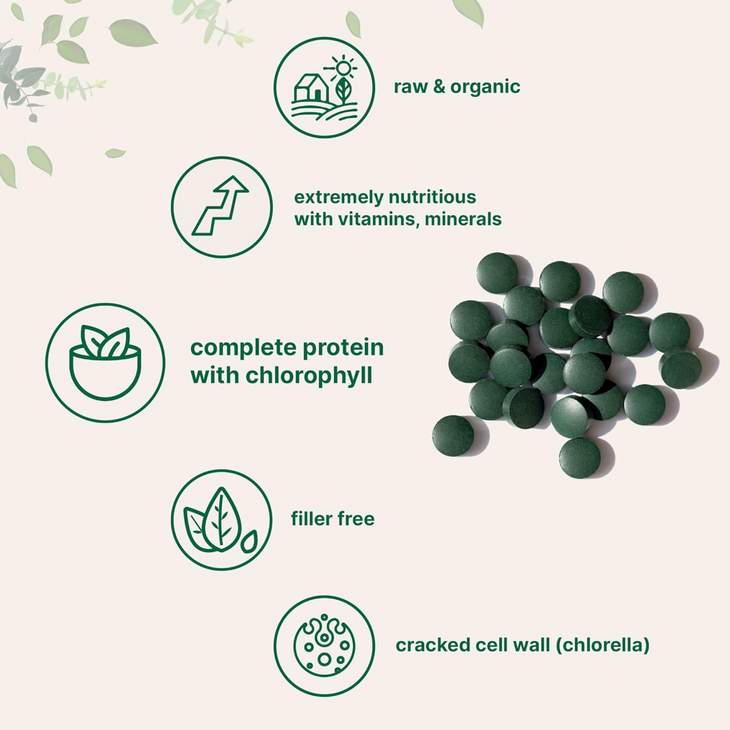 Micro Ingredients Chlorella e Spirulina Orgânicas, 3000 mg por Dose, 720 Comprimidos