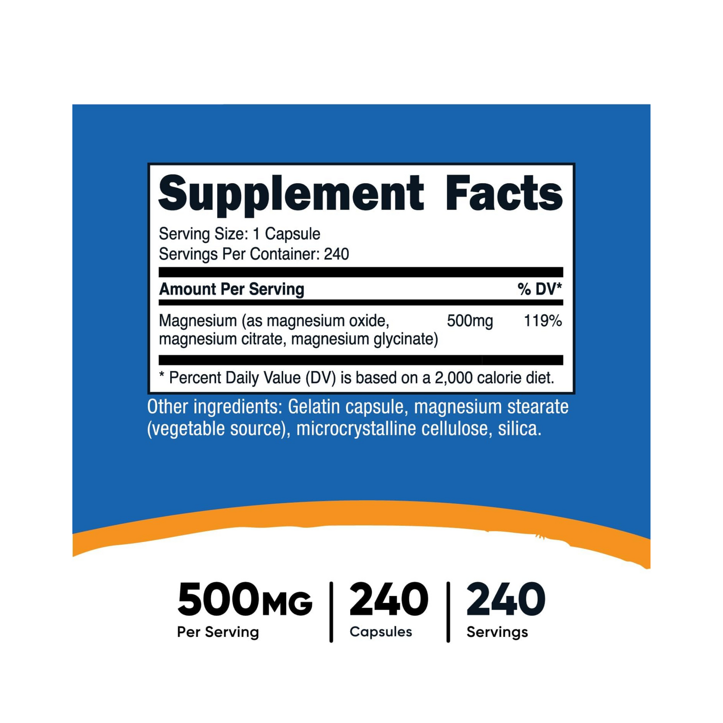 Nutricost Complexo de Magnésio 500 mg 240 Cápsulas