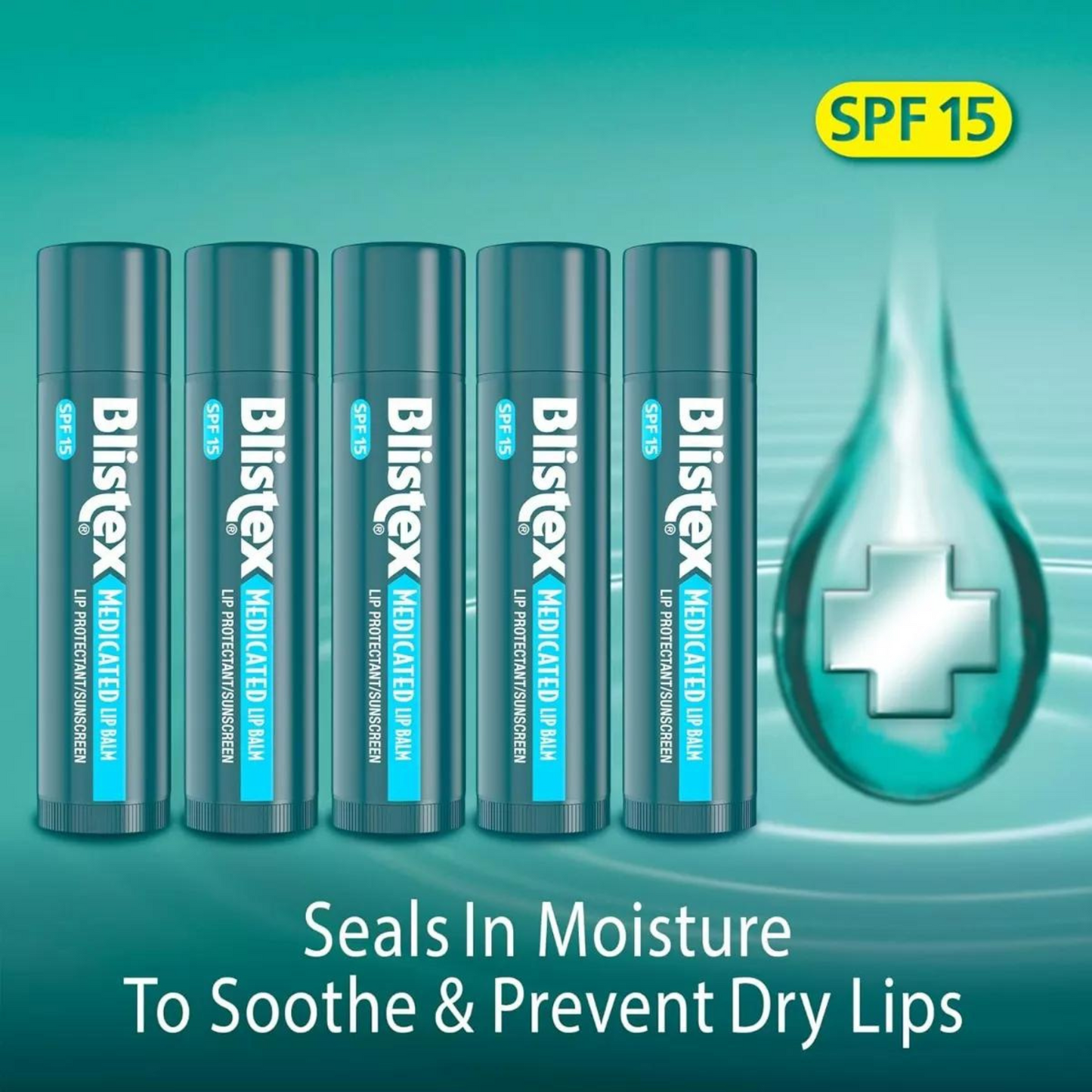 Bálsamo Labial Medicinal Blistex com Protetor Solar SPF 15, 4,25g (Pacote com 5 Unidades)