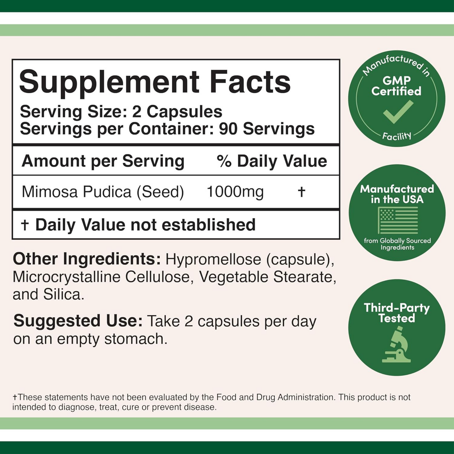 Double Wood Mimosa Pudica Suporte Intestinal e Digestivo 1000 mg 180 Cápsulas