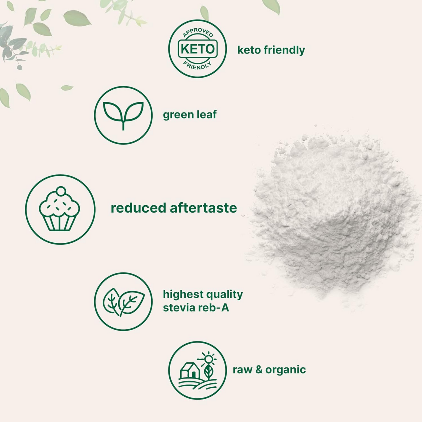 Micro Ingredients Stevia Orgânica Pura em Pó, 227 g, 1418 Porções, Sem Calorias