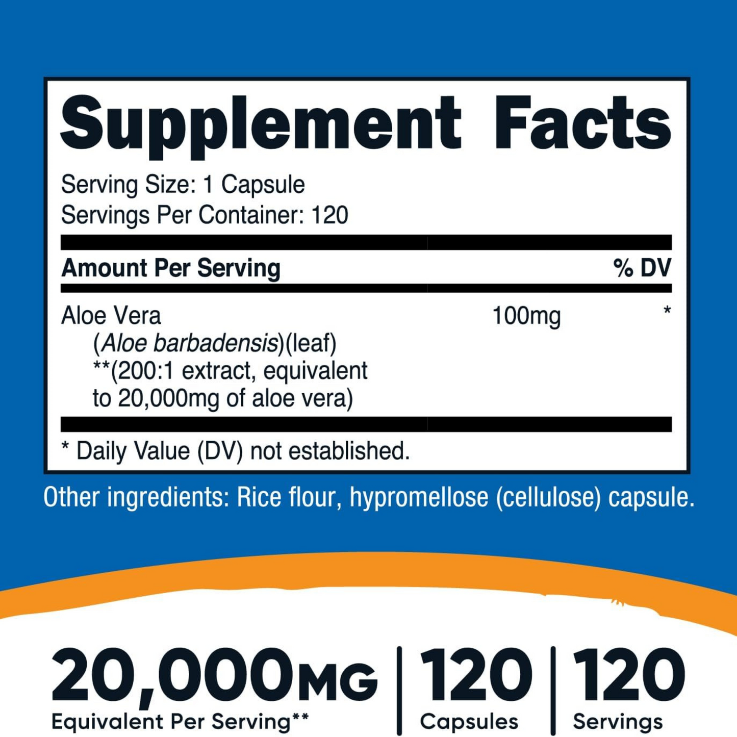 Nutricost Aloe Vera, 20000 MG, 120 Cápsulas