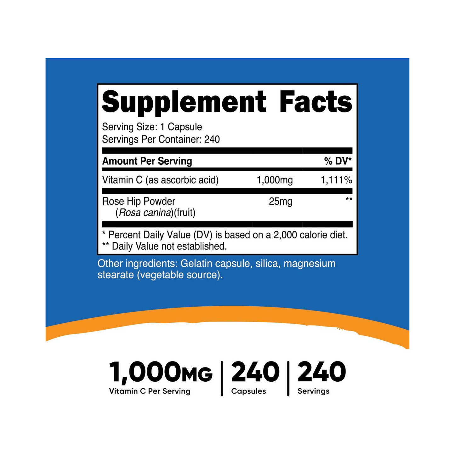 Nutricost Vitamina C com Rose Hips 1.025 mg 240 Cápsulas