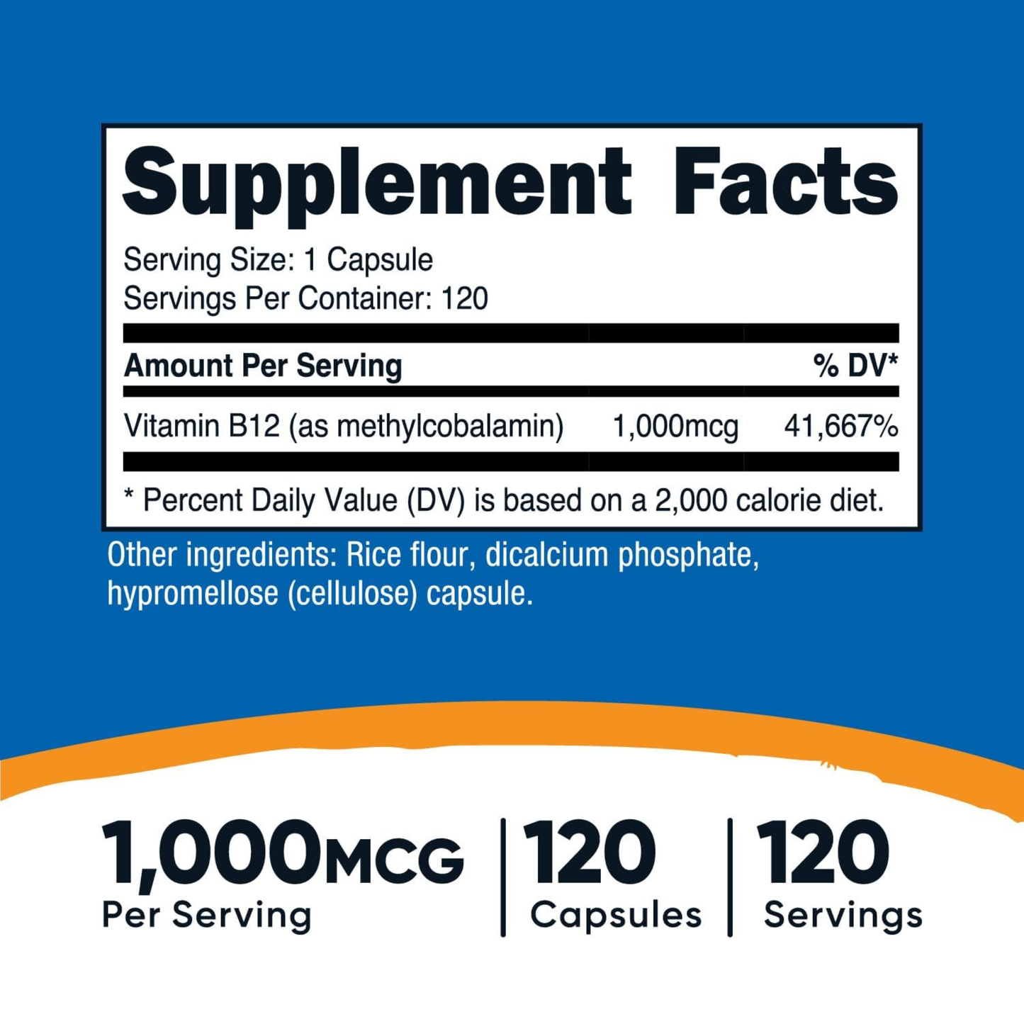Combo 2x Nutricost Vitamina B12 (Metilcobalamina) 1000 mcg, 120 Cápsulas