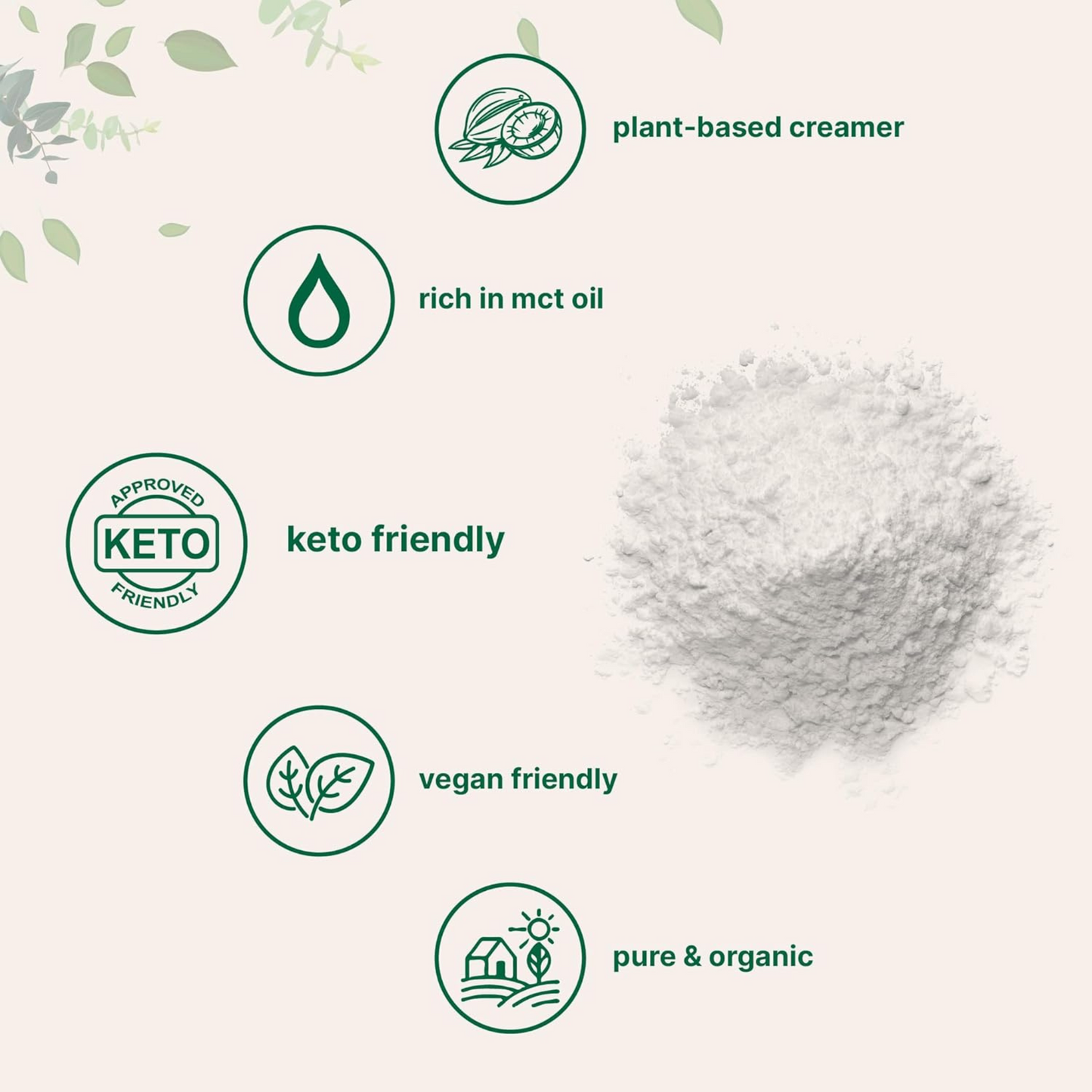 Micro Ingredients Leite de Coco em Pó Orgânico, 907 g, Creme Vegetal para Café, Chá e Smoothies