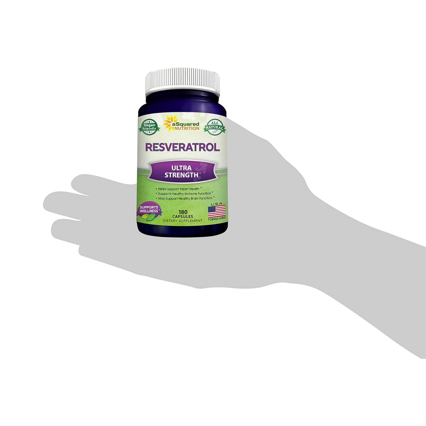 Resveratrol 100% Natural, 1000 mg, 180 Cápsulas