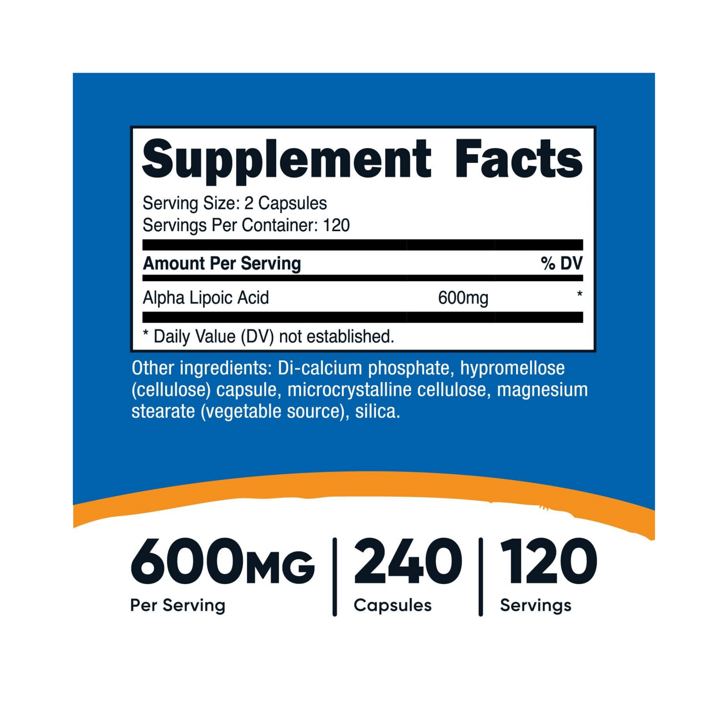 Nutricost Ácido Alfa Lipóico 600 mg 240 Cápsulas Vegetais