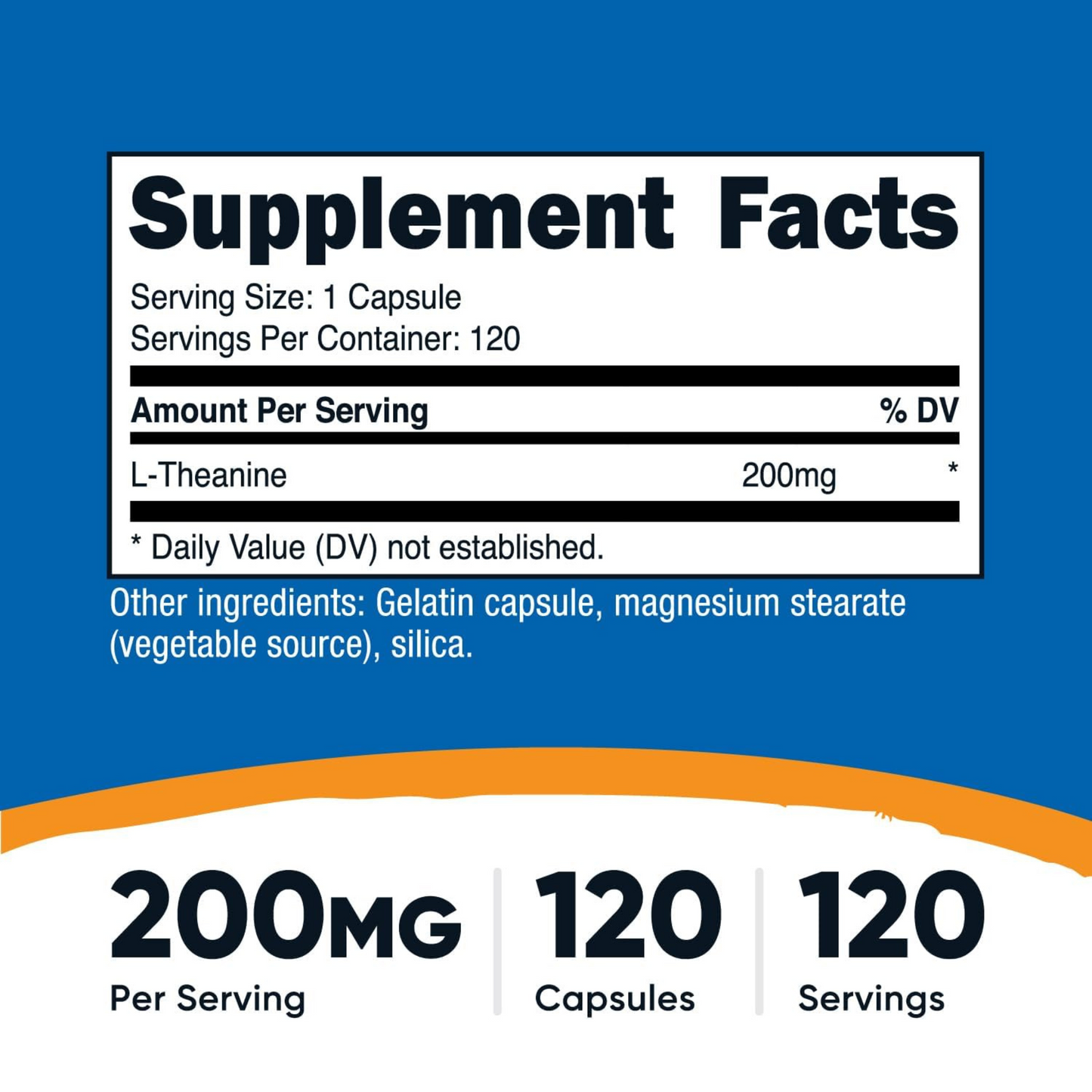 Nutricost L-Teanina 200 mg, 120 Cápsulas, Alta Potência, Sem Glúten e Sem OGM