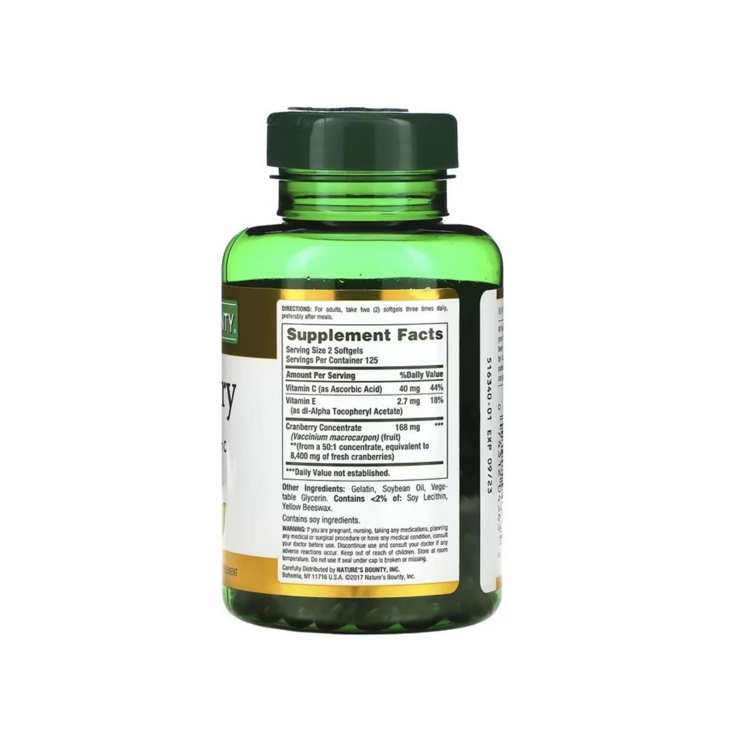 Combo Healthy Origins Vitamina D3 10000 IU, 240 Softgels + Nature's Bounty Cranberry com Vitamina C, 250 Cápsulas Softgel