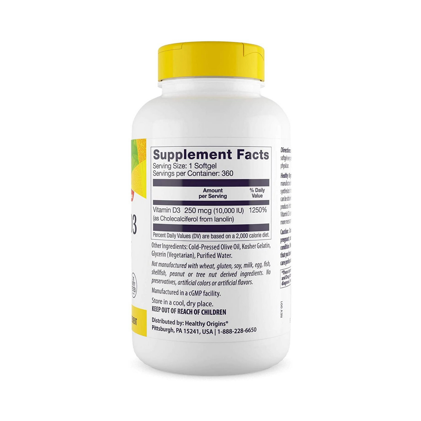 Combo Healthy Origins Vitamina D3 10000 IU, 360 Softgels + Healthy Origins Magnésio Bisglicinato Quelato (Albion), 120 Cápsulas