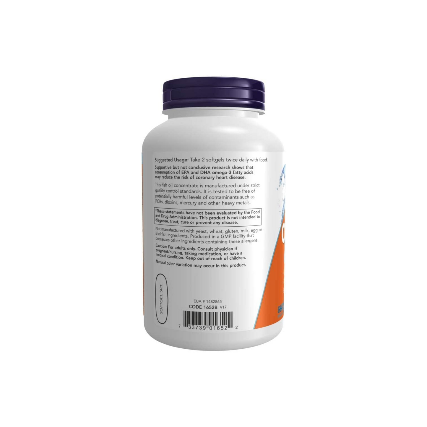 NOW Foods Ômega-3 1000 mg com 180 mg EPA e 120 mg DHA, 200 Cápsulas Softgel