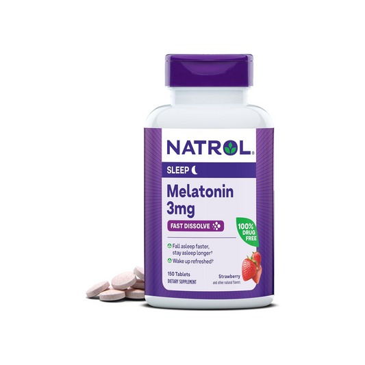 Natrol, Melatonina, Dissolução Rápida, Morango, 3 mg, 150 Comprimidos
