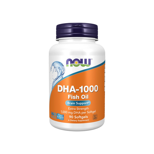NOW Foods, DHA-1000 Brain Support, Potência Extra, 1.000 mg, 90 Cápsulas Softgel
