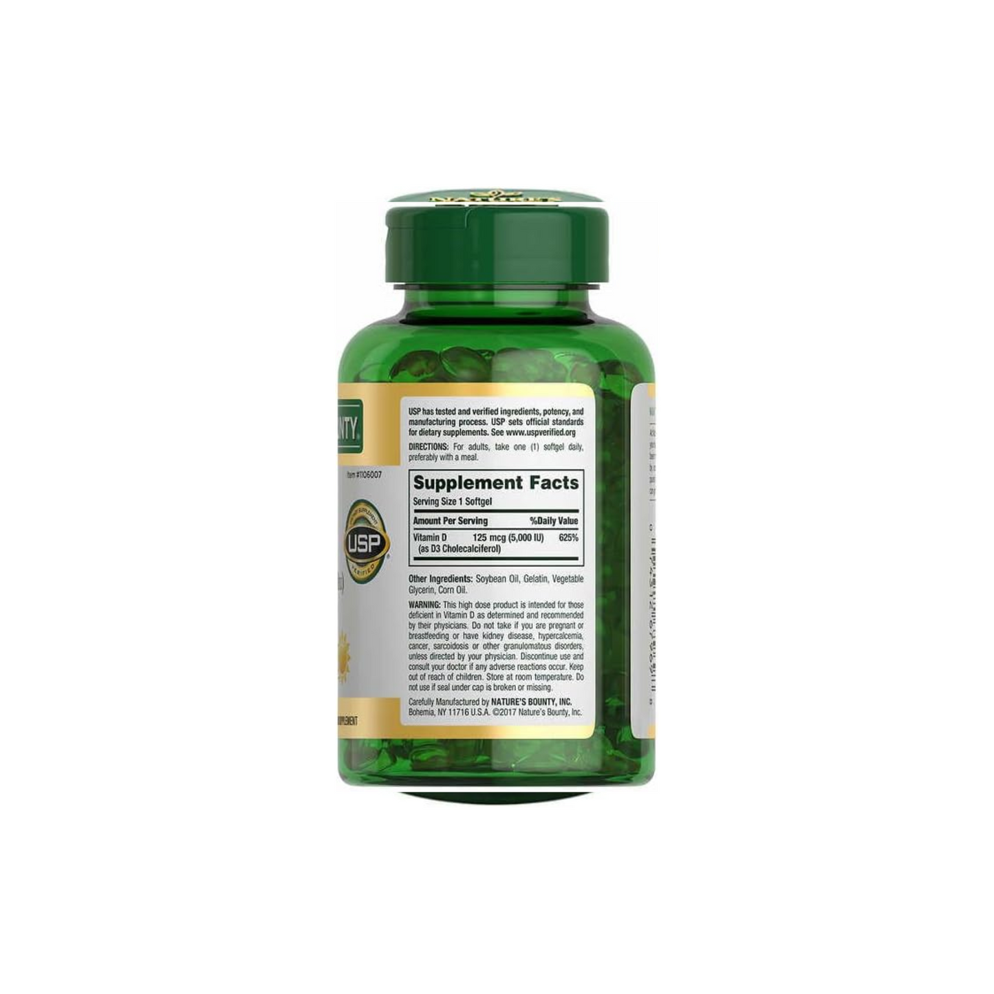 Nature's Bounty, Vitamin D3 5000 iu, 400 softgels