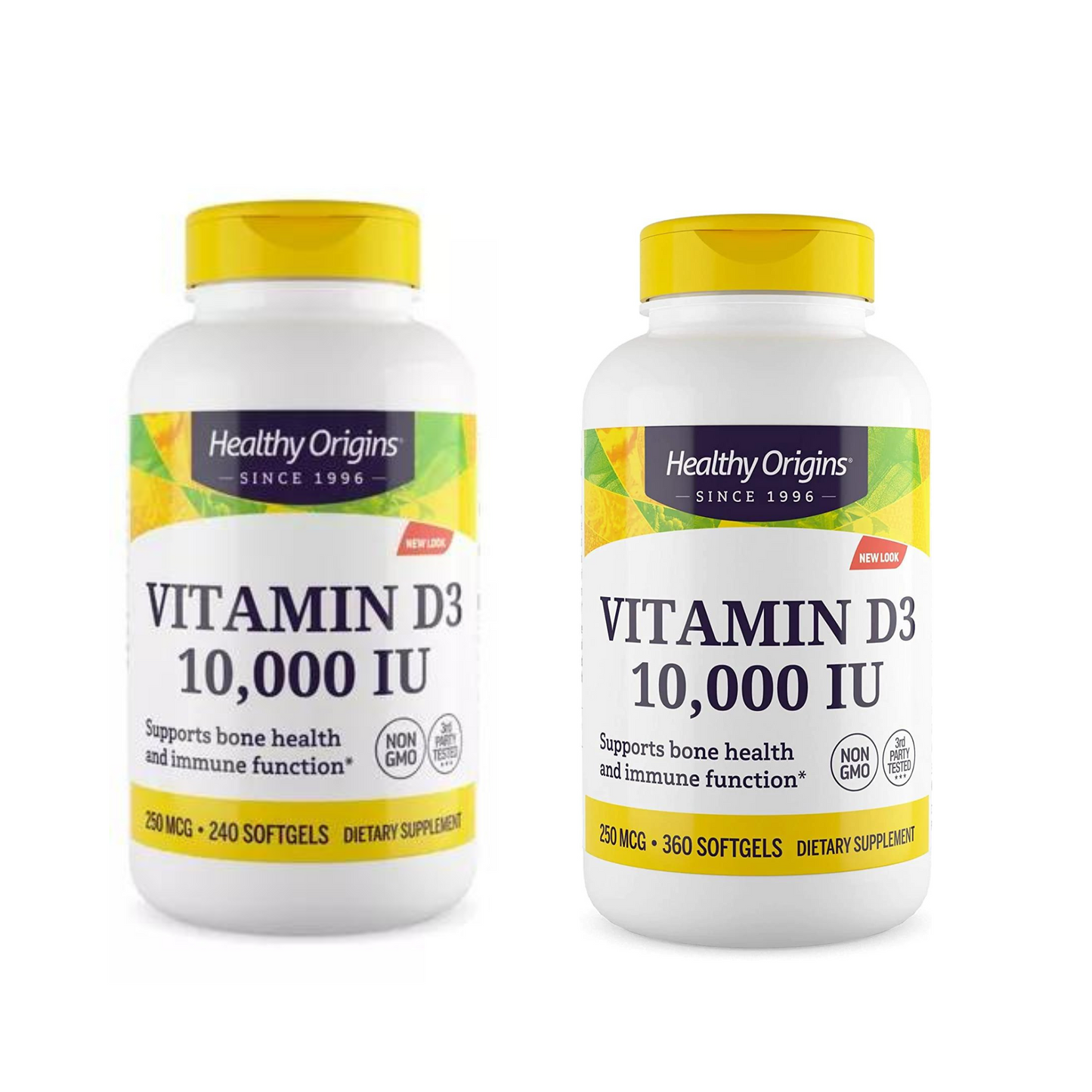 Combo Healthy Origins Vitamina D3 10000 IU, 360 Softgels + Healthy Origins Vitamina D3 10000 IU, 240 Softgels