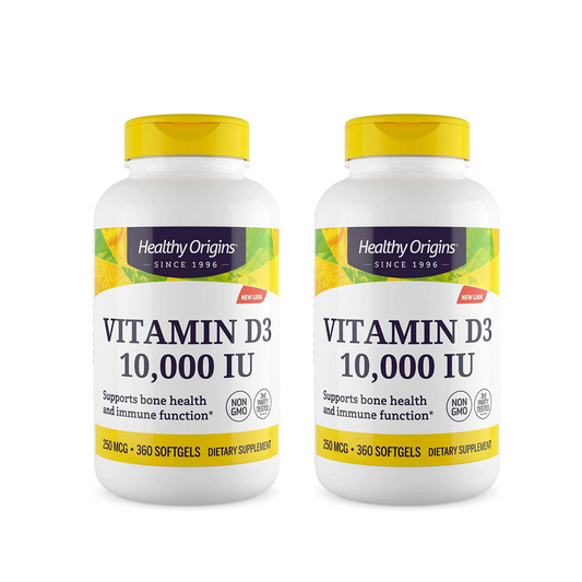 Combo 2 Healthy Origins Vitamina D3 10000 IU 360 Softgels