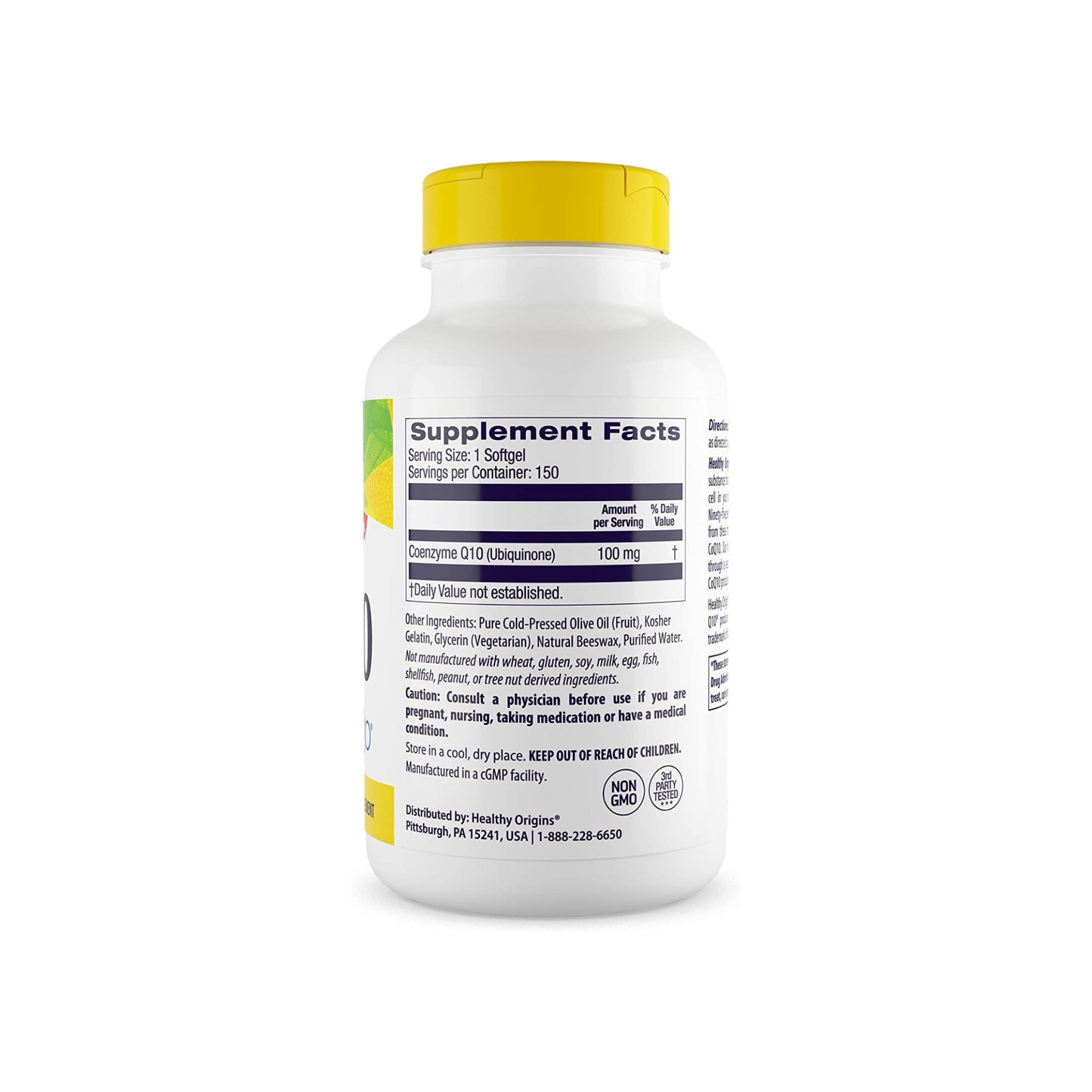 Healthy Origins CoQ10 100 mg (Kaneka Q10), 150 Cápsulas Softgels