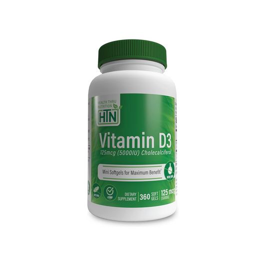 Health Thru Nutrition, Vitamin D3, 5000 UI,  360 Mini Softgels