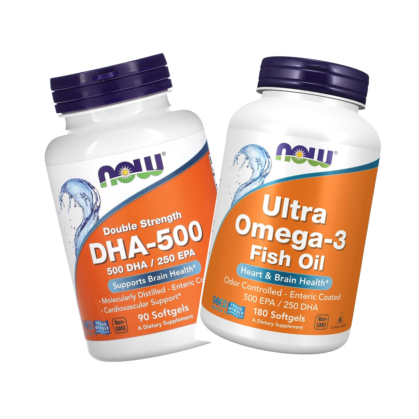 Combo 1 Now Foods Omega 3 1000 MG DHA 500 EPA 250 180 Softgels + 1 Now Foods Ultra Omega 3 1000 MG EPA 500 DHA 250 180 Softgels