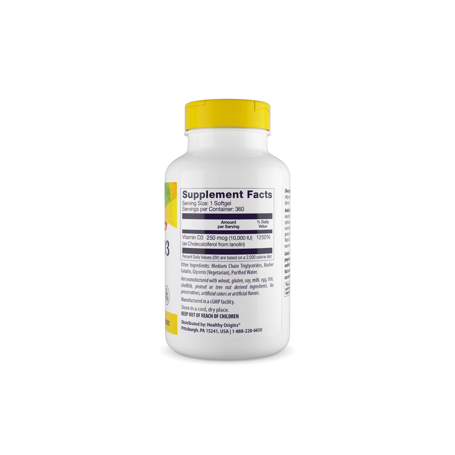 Combo 3 Healthy Origins Vitamina D3 com Óleo MCT, 10000 UI, 360 Mini Softgel