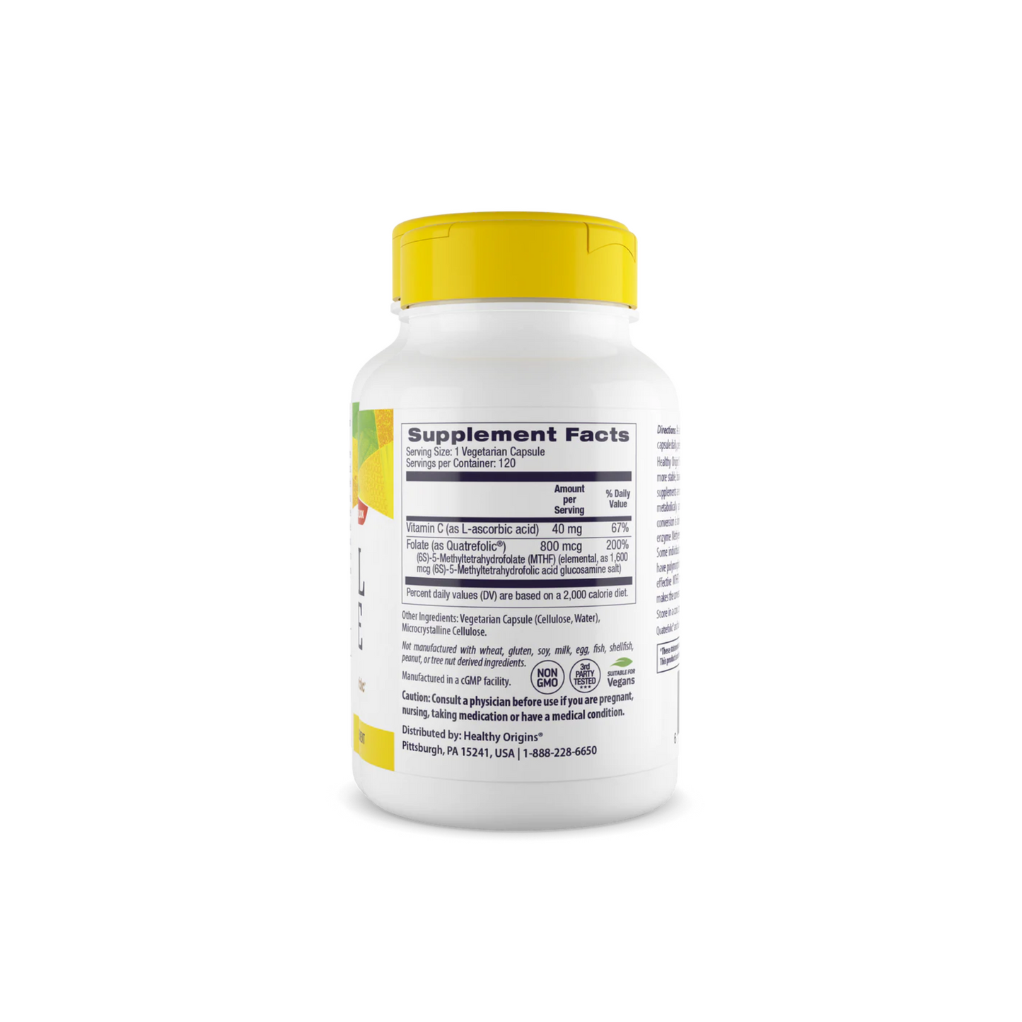 Combo 2x Healthy Origins Metil Folato (Quatrefolic) 800 mcg, 120 Cápsulas Vegetais