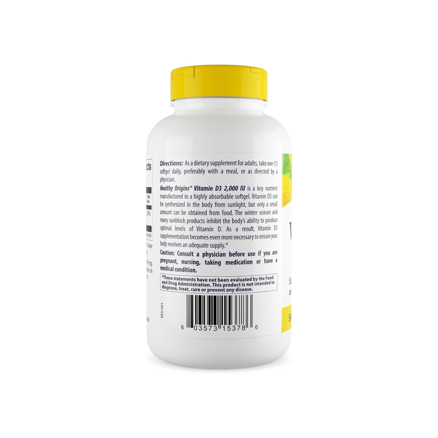 Healthy Origins Vitamina D3, 2000 UI, 360 Cápsulas Softgel