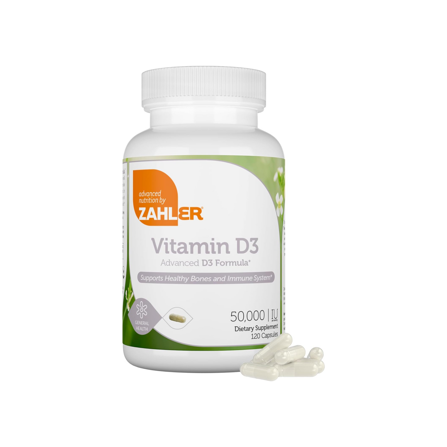 Zahler, Vitamin D3, 1,250 mcg (50,000 IU), 120 Capsules